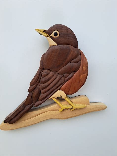 Robin Wood Intarsia Wall Hanging Handcrafted Scroll Saw Art Etsy