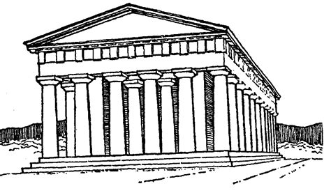 Simple Greek Temple Drawing Sketch Coloring Page
