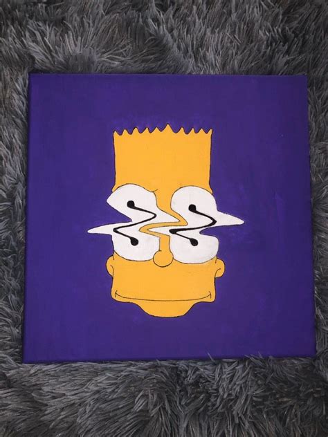 Trippy Bart Canvas On Mercari Mini Canvas Art Hippie Painting Cute