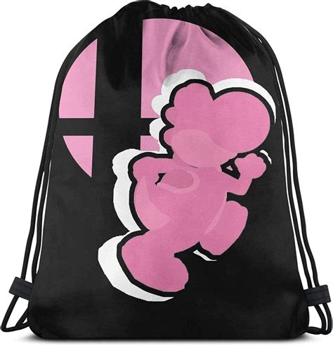 Yoshi Pink Super Smash Bros Drawstring Backpack Bags Sport