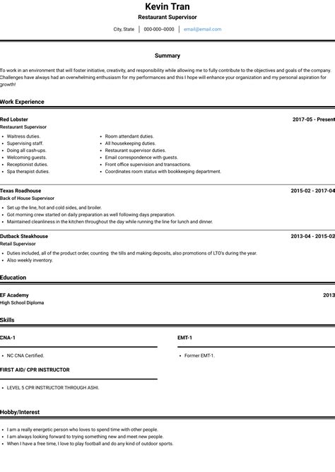 / 10+ restaurant manager resume templates. Restaurant - Resume Samples and Templates | VisualCV