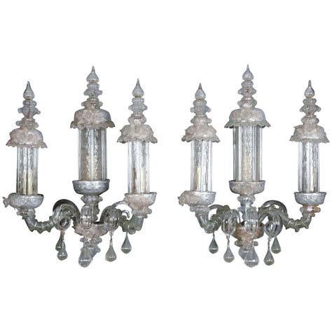Exceptional Set Of 4 Antic Murano Glass Sconces At 1stdibs