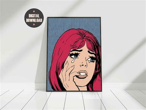 Pop Art Comic Girl Crying Girl Pop Art Sad Girl Print Retro Etsy Uk