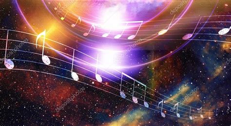 Music Note And Space With Stars Abstract Color Background Music
