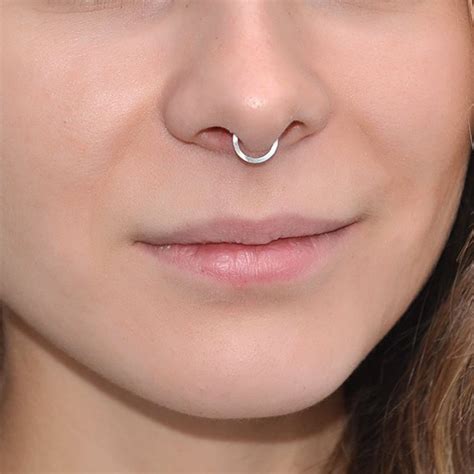 Square Silver Nose Ring Hoop 24g Nose Hoop Tragus Ring Etsy