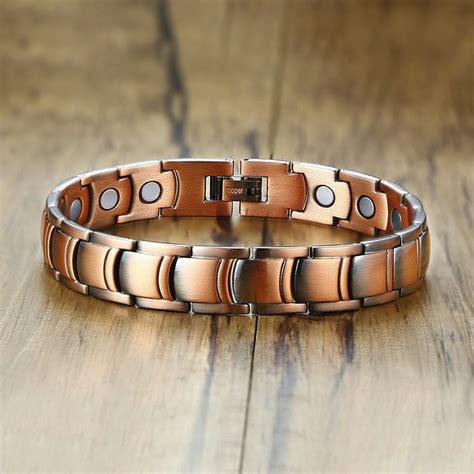 Vnox Pain Relief Magnet Bracelets For Men Copper Magnetic Link Chain