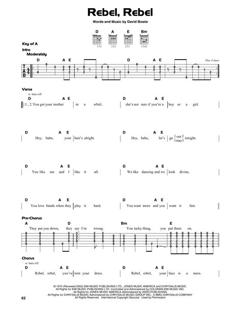 Rebel Rebel By David Bowie Guitar Lead Sheet Guitar Instructor