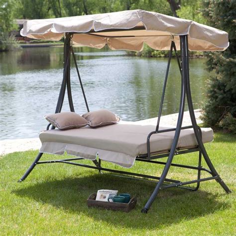 Abba patio outdoor portable double chaise lounge hammock bed with sun shade and wheels. 8 Outdoor Canopy Swing Bed Options to Die For (COOL AND COZY)