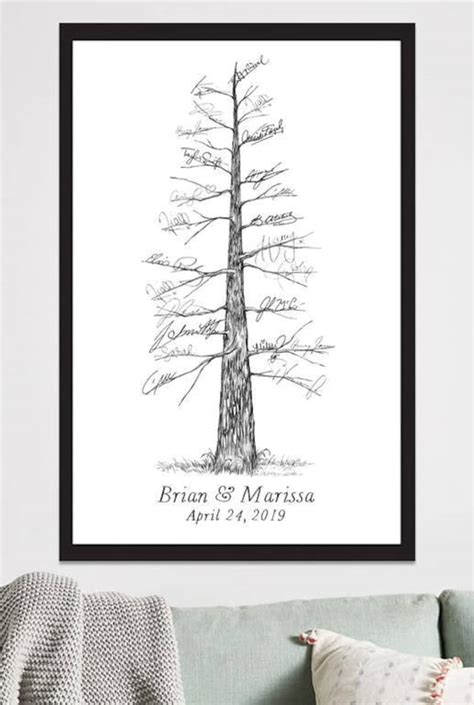 wedding guest book alternative pine tree guests signatures etsy