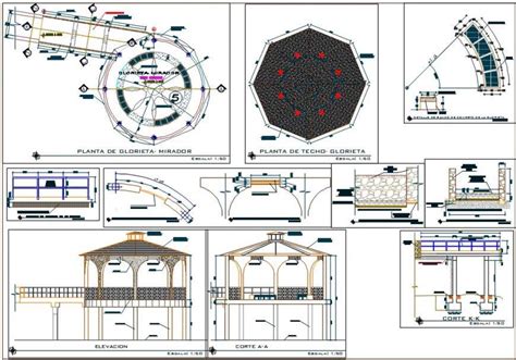 Gazebo For Garden Constructive Section Plan And Structure Drawing