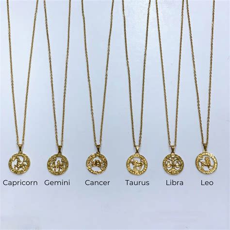 Zodiac Necklaces Horoscope Necklaces Star Sign Unisex Etsy