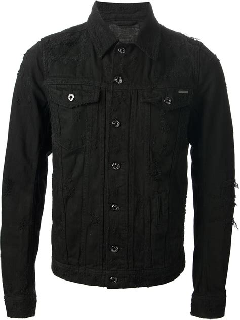 Diesel Distressed Denim Jacket In Black For Men Lyst