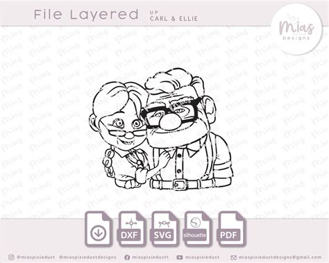 Up Elderly Carl And Ellie Svg File Up Movie Dxf File For Vinyl Carl And