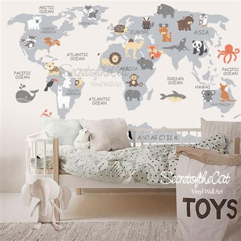 World Map Decal Map Decal World Map Children Wall Decal Map Wall Decal