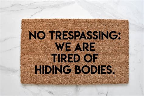 No Trespassing Doormat Door Mat Diy Door Mat Funny Door Signs