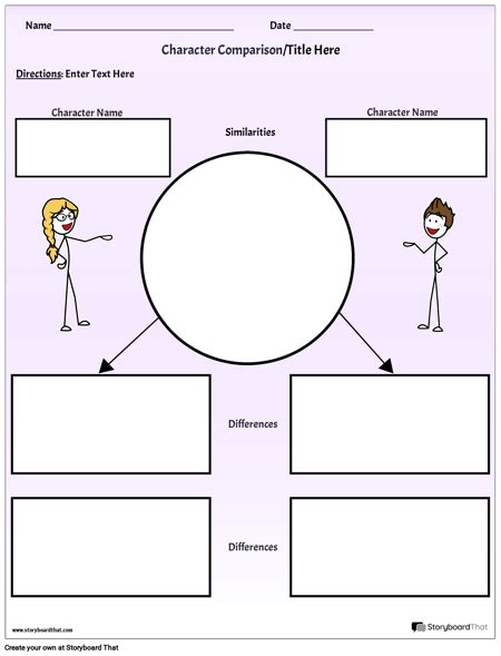 Character Comparison Worksheet Templates Storyboard That