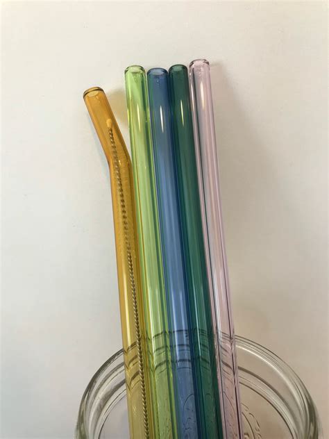 glass straw pack 5 colored glass straws reusable straws eco friendly straws colored