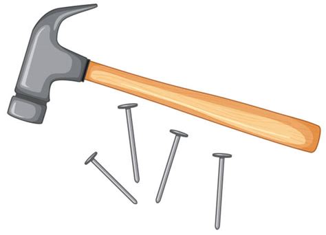 Hammer And Nail Cartoon Illustrations Royalty Free Vector