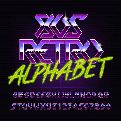 80s Retro Metal Alphabet Font Chrome Effect Colorful Shiny Letters And