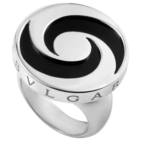 Bvlgari Optical Illusion 18 Karat White Gold Spinning Onyx Ring At
