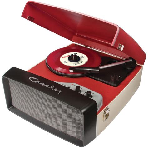 Portable Record Player Crosley Turntable Front Red Grill Speaker Usb