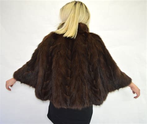 Real Sable Fur Cape Genuine Fur Pelt With Swarovski By Befur
