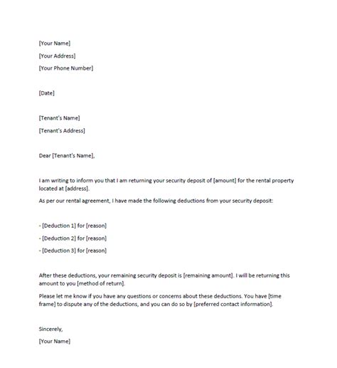 Security Deposit Return Letter Complete Guide Free Template