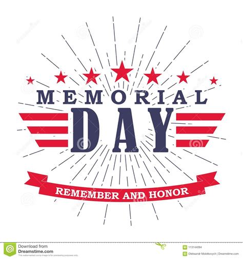 Vector Memorial Day Banner With Stars Stripes And Ribbon Template For