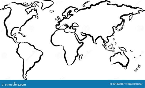 World Map Contours Only Vector Illustration 4891154