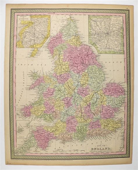 An Old Map Of The British Isles In Pink Green And Yellow With Other