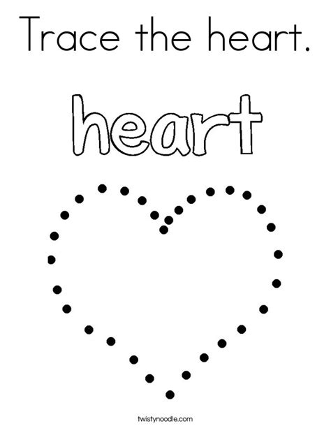 Trace The Heart Coloring Page Shape Worksheets For Preschool Shape