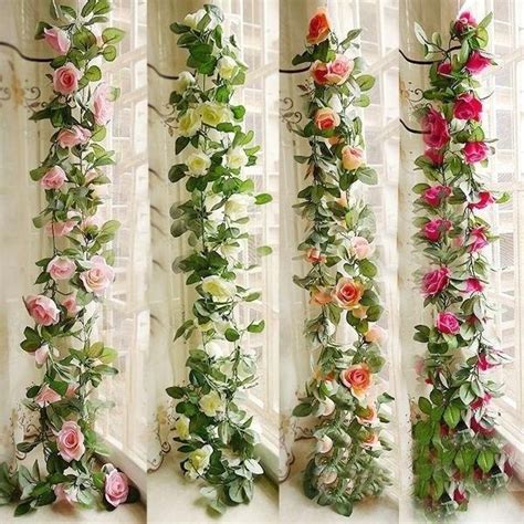 1pc 230cm Silk Roses Ivy Flower Vine Artificial Flowers Green Garland