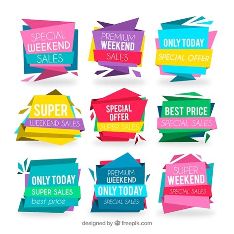 Free Vector Colorful Pack Of Modern Sale Labels