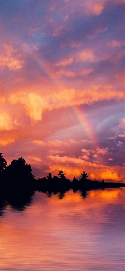 Nature Wonderful Colorful Sunset River Bank Landscape Iphone X