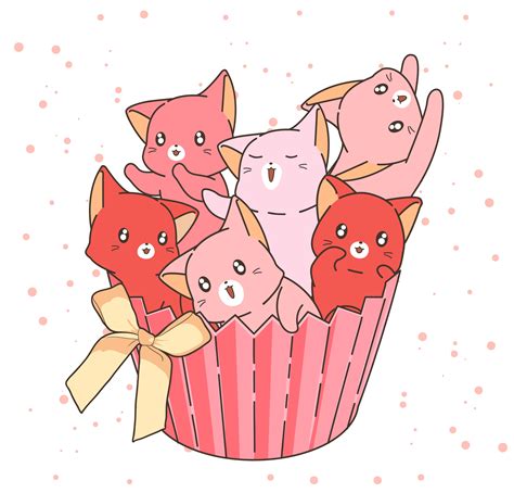 Hand Drawn Pink Cats In Cupcake Wrapper 952586 Vector Art At Vecteezy