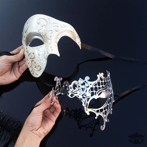 Silver Couples Masquerade Masks Halloween Masquerade Mask Silver Mens Mask And Silver Laser