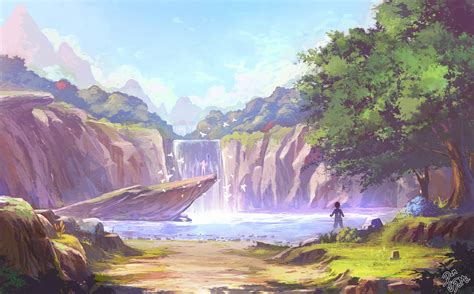 Anime Waterfall Wallpapers Wallpaper Cave