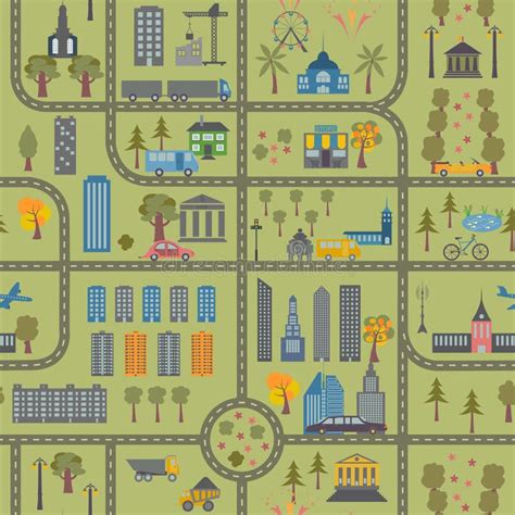 City Map Seamless Pattern Stock Vector Illustration Of Isometric