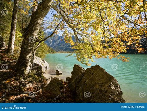 Beautiful Autumn Landscape In The Alps Stock Image Image Of Lake