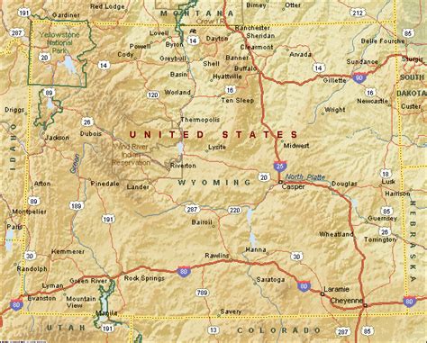 Detailed Wyoming Mountains Map