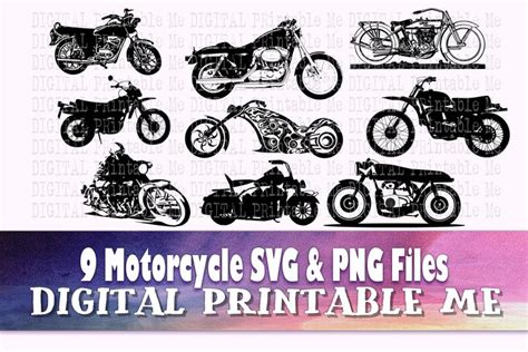 Motorcycle Svg Bundle Silhouette Png Clip Art 9 Digital Etsy Clip