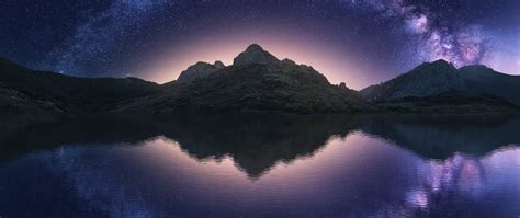 2560x1080 Milky Way And Mountain Reflection 2560x1080 Resolution