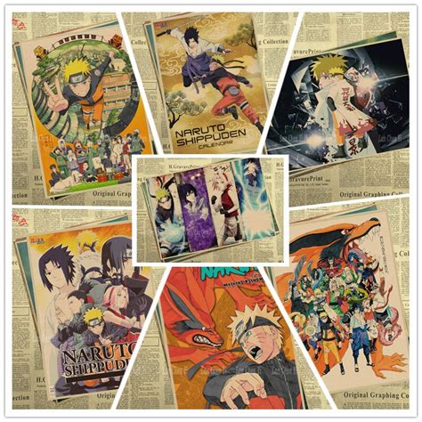 Japanese Cartoon Naruto Vintage Drawing Poster Room Decoration Stickers
