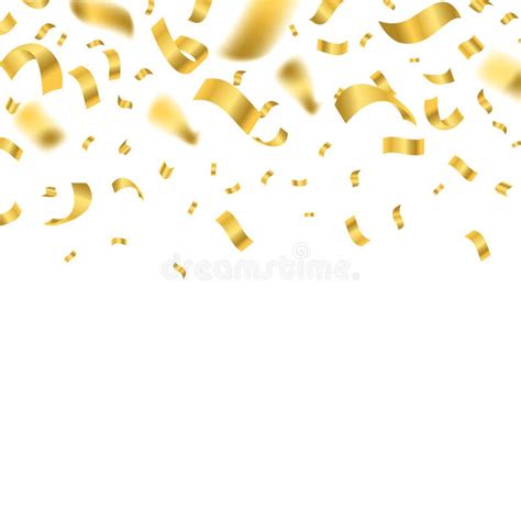 Falling Shiny Golden Confetti On A Transparent Background Vector Stock