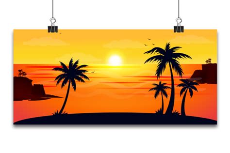 Vector Tropical Beautiful Sunset Graphic By Ju Design · Creative Fabrica