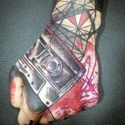The geometric tattoos are the contemporary tattoo art combining sharp lines and geometric though geometric tattoos have infinite design options but tattoo lovers always try to shape nature in. 40 Geometric Hand Tattoos For Men - Pattern Design Ideas