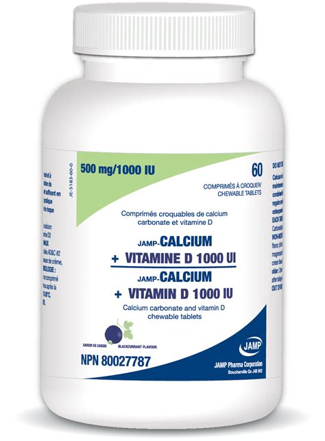 Your supplement dose may need to be adjusted as you make changes to your diet. Jamp-Calcium+Vitamin D 1000 IU - Beta Pharmacy