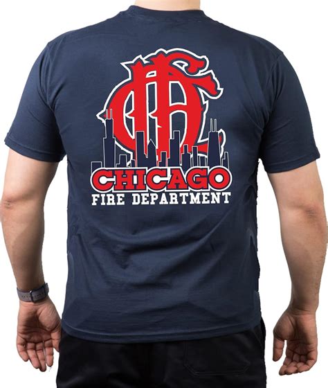 Chicago Fire Dept Cfdskylineold Emblem Navy T Shirt Amazonde