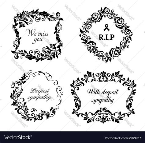 Funeral Cards Condolence Floral Wreaths Royalty Free Vector