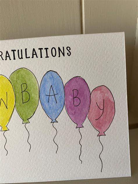 New Baby Card Balloon Baby Card Baby Shower Card Rainbow Etsy India